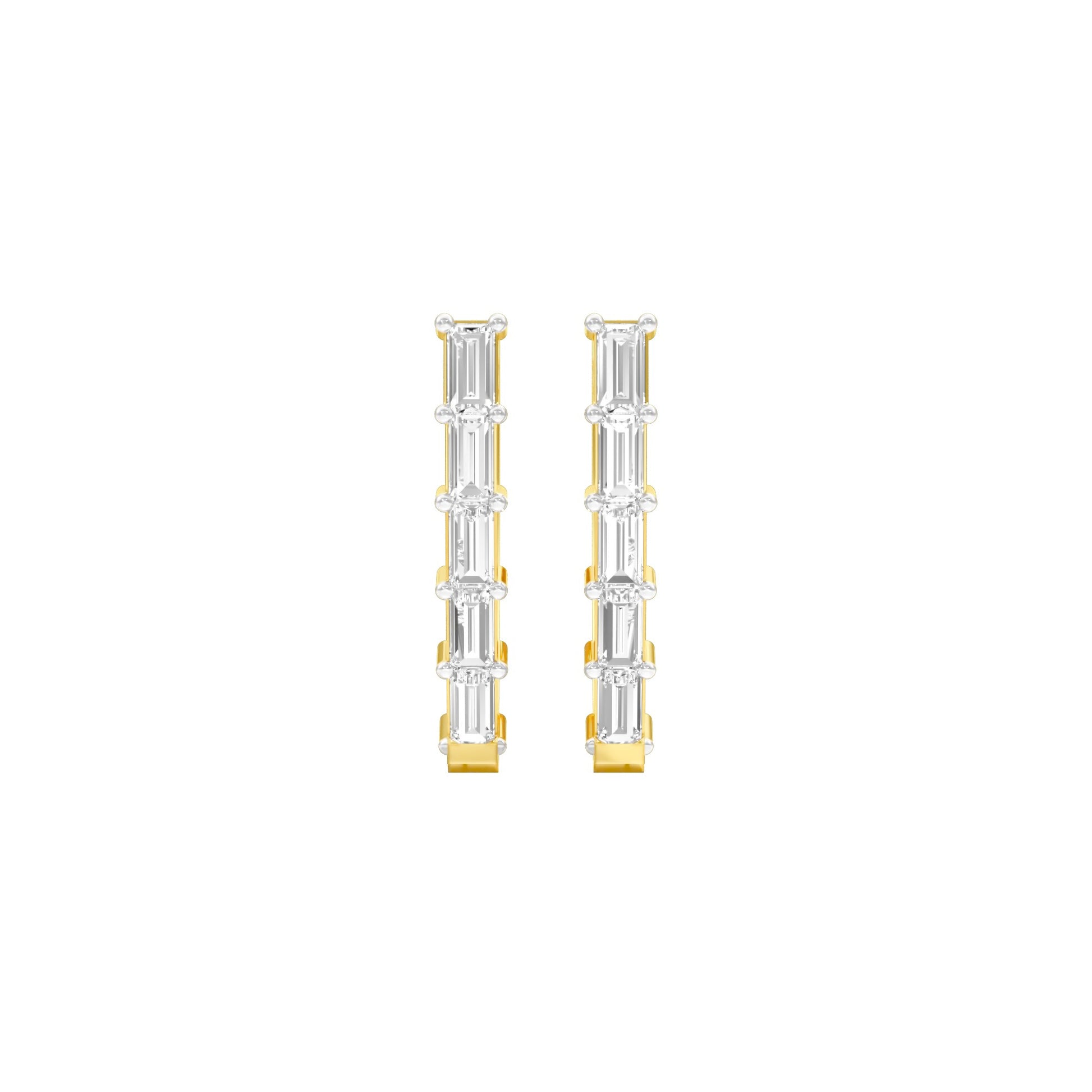 Icy Baugette Diamond Bali Earrings 18 KT / Yellow Gold
