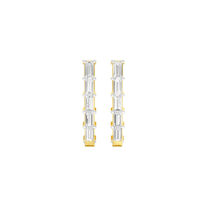 Icy Baugette Diamond Bali Earrings 18 KT / Yellow Gold