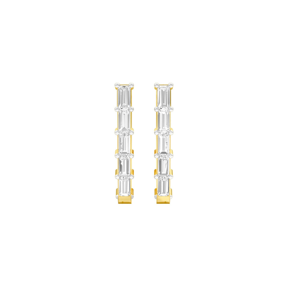 Icy Baugette Diamond Bali Earrings 18 KT / Yellow Gold