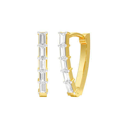 Icy Baugette Diamond Bali Earrings 18 KT / Yellow Gold