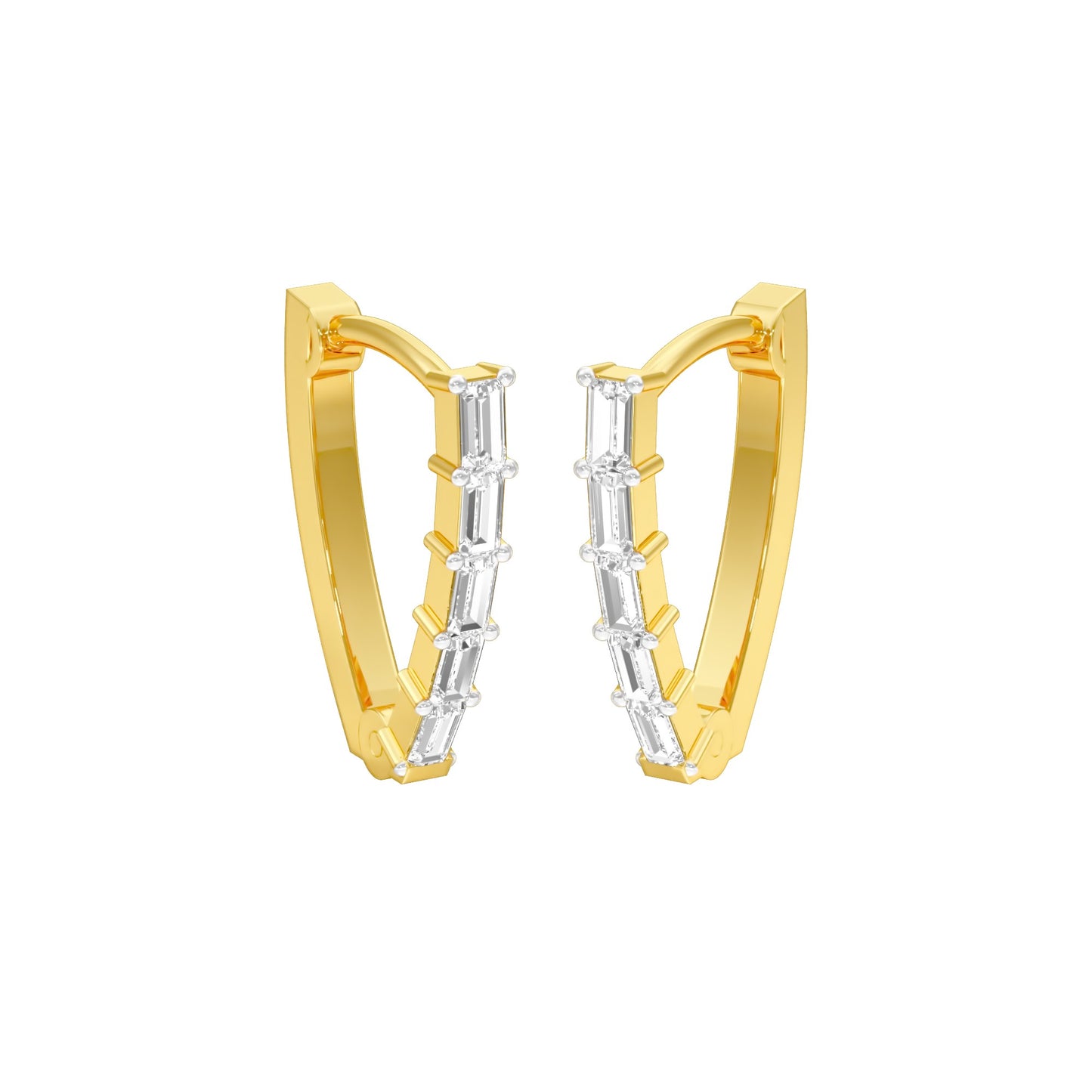 Icy Baugette Diamond Bali Earrings 18 KT / Yellow Gold