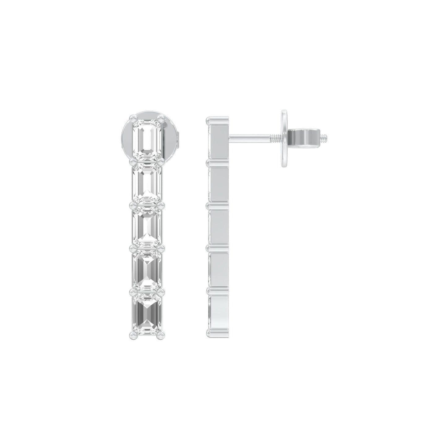 Streamlined Diamond Stud Earrings 18 KT / White Gold