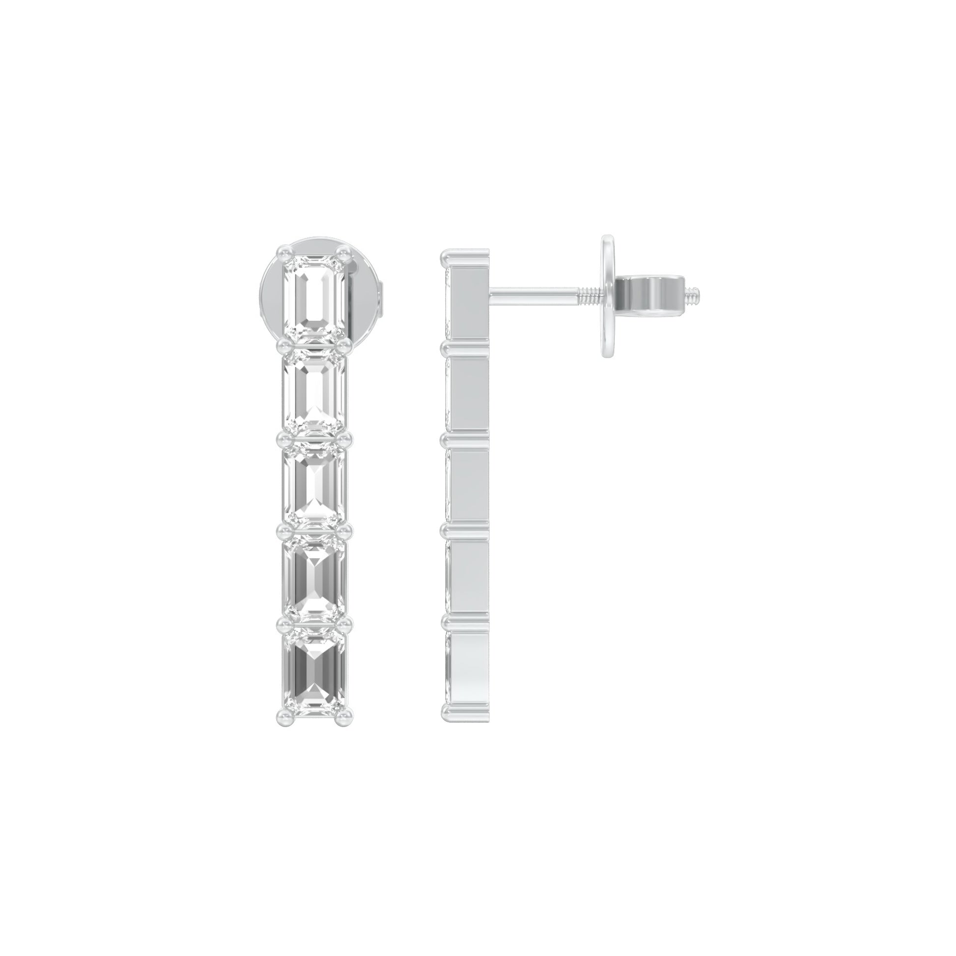 Streamlined Diamond Stud Earrings 18 KT / White Gold