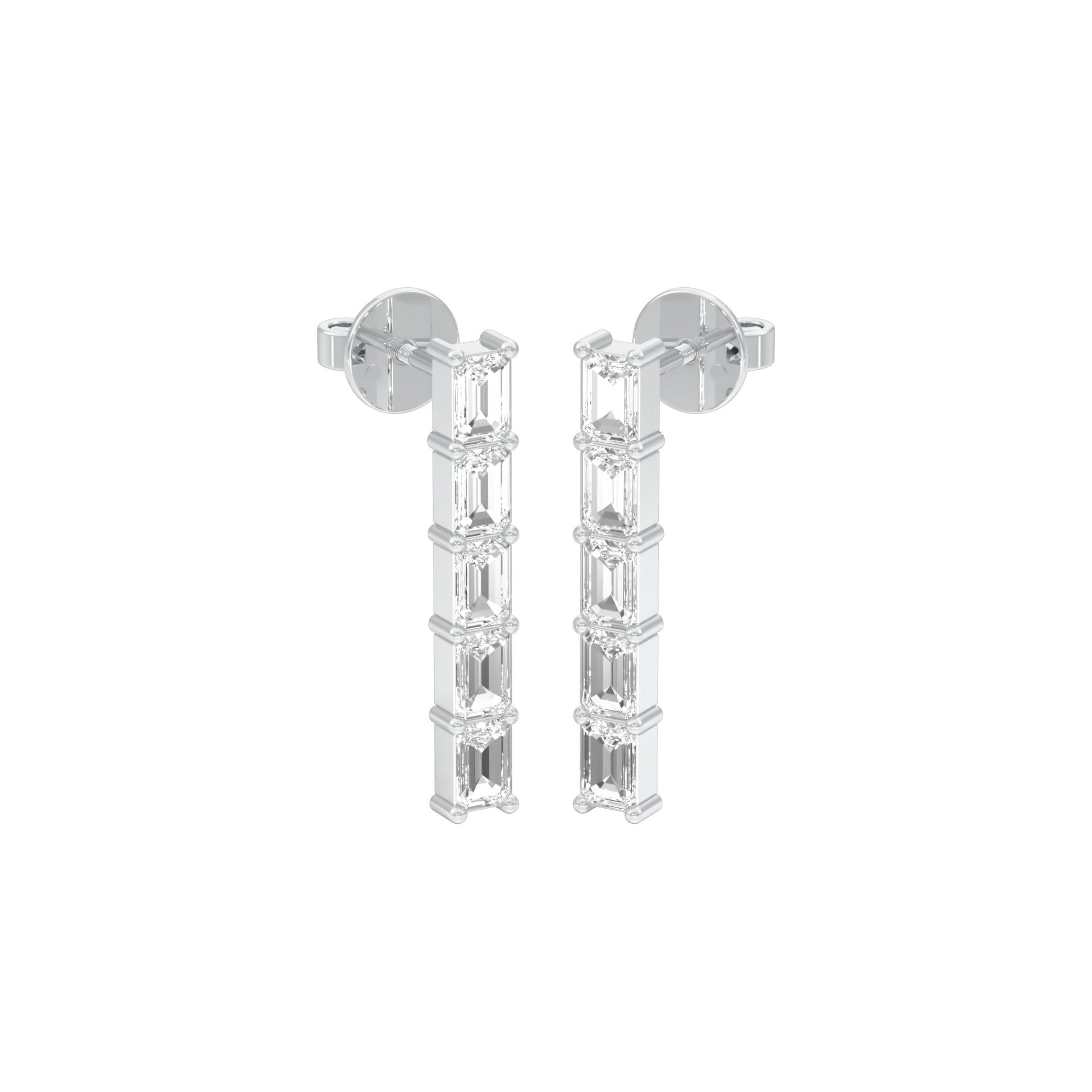 Streamlined Diamond Stud Earrings 18 KT / White Gold