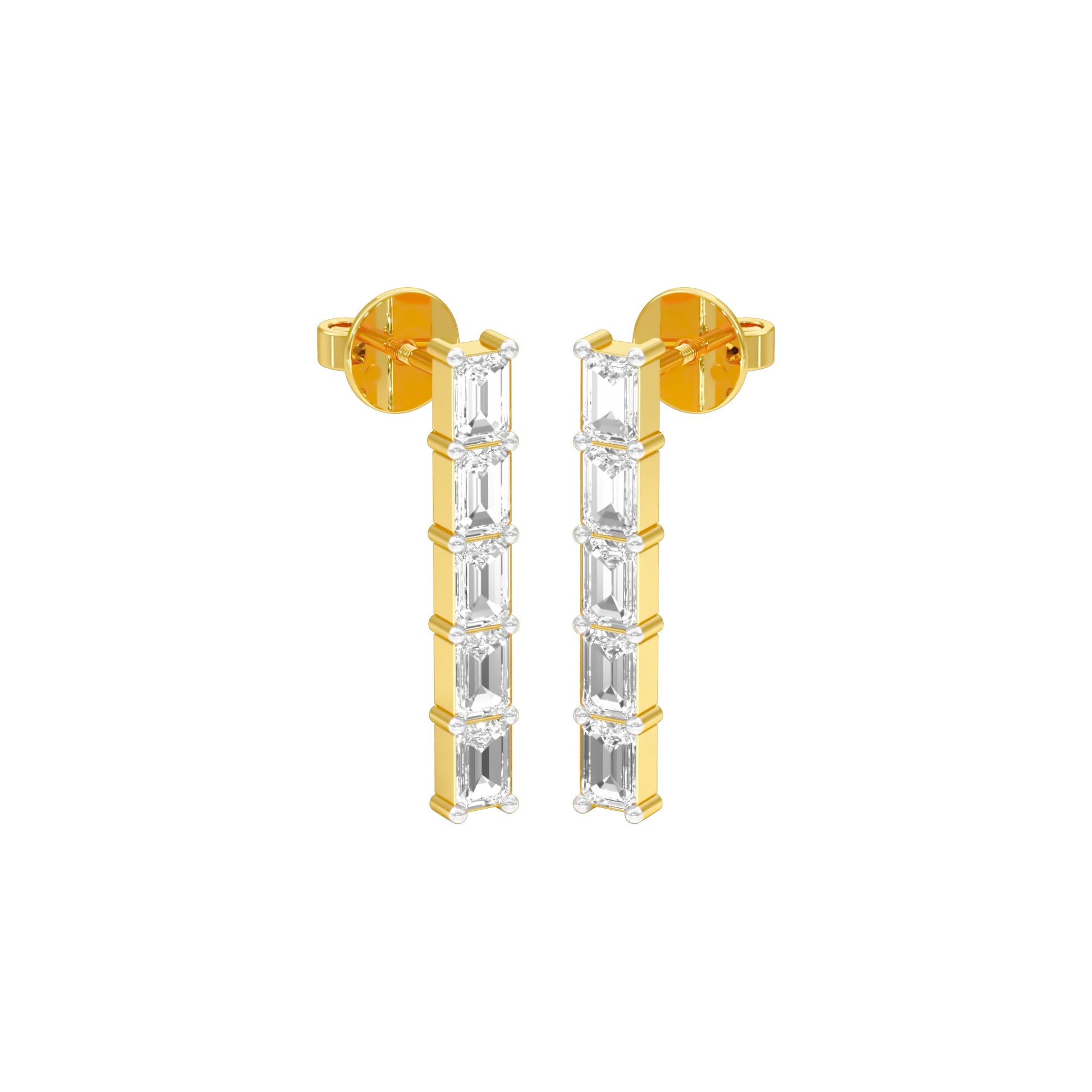 Streamlined Diamond Stud Earrings 18 KT / Yellow Gold