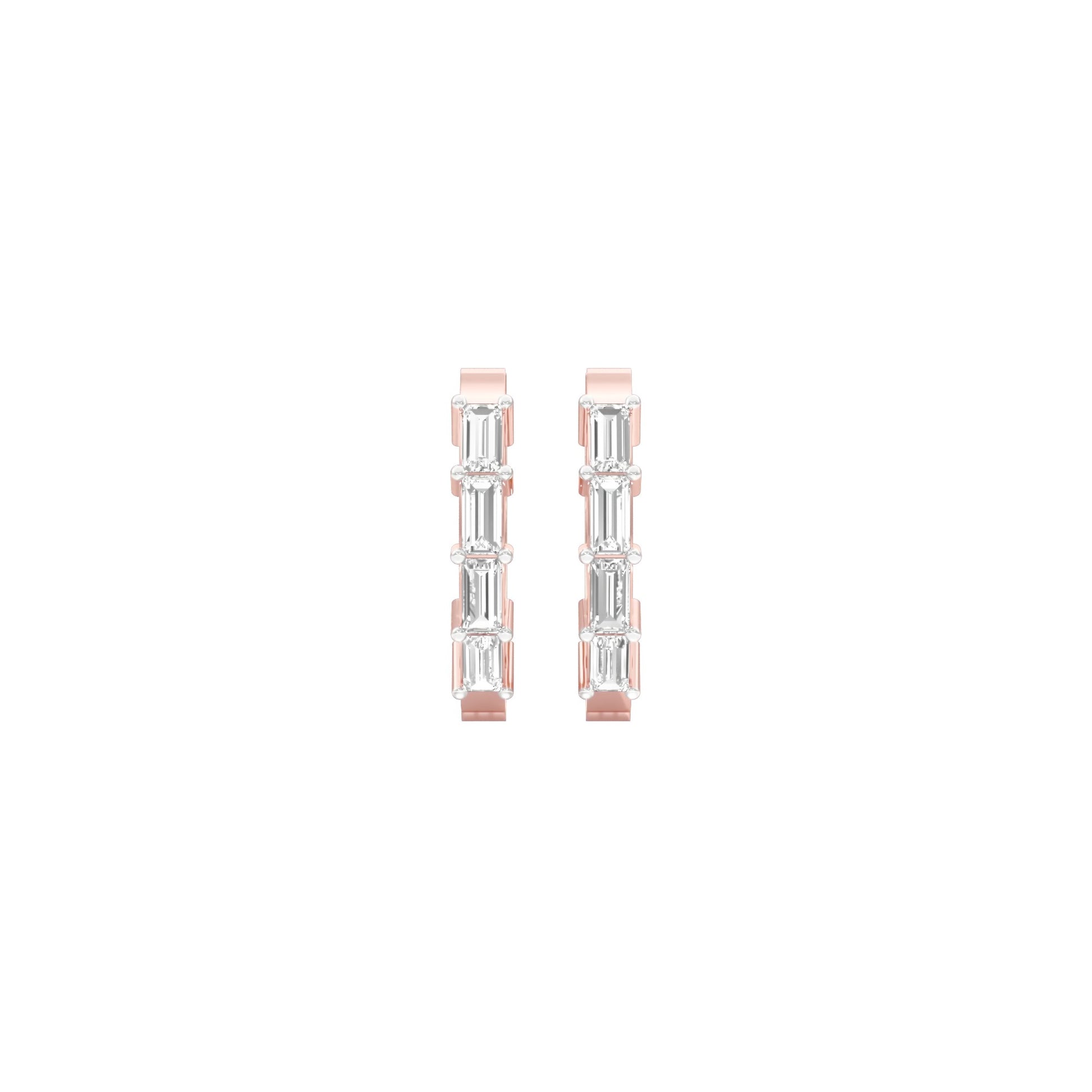 Linear Baugette Diamond Bali Earrings 18 KT / Rose Gold