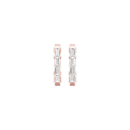 Linear Baugette Diamond Bali Earrings 18 KT / Rose Gold