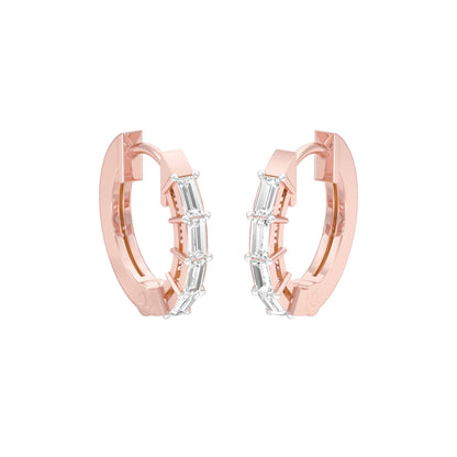 Linear Baugette Diamond Bali Earrings 18 KT / Rose Gold