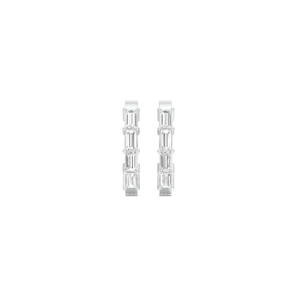 Linear Baugette Diamond Bali Earrings 18 KT / White Gold