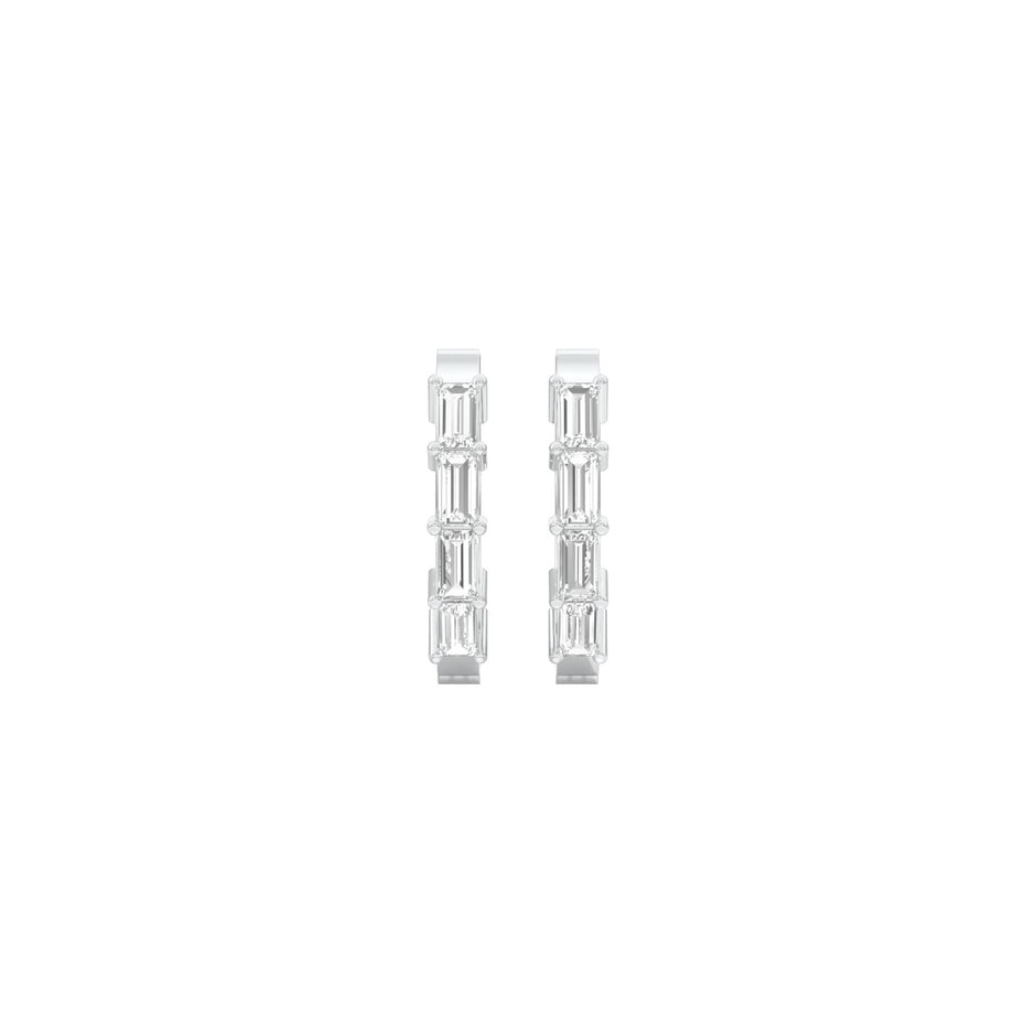 Linear Baugette Diamond Bali Earrings 18 KT / White Gold