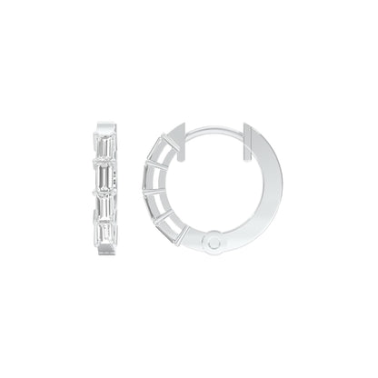 Linear Baugette Diamond Bali Earrings 18 KT / White Gold
