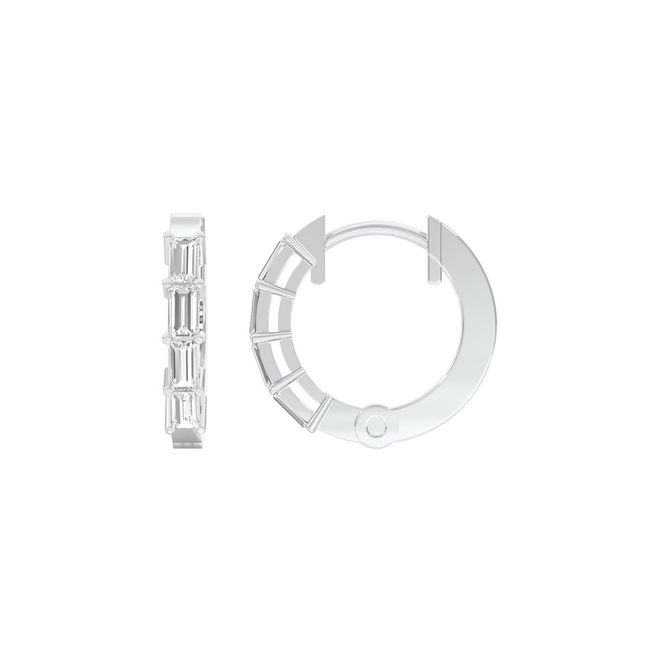 Linear Baugette Diamond Bali Earrings 18 KT / White Gold