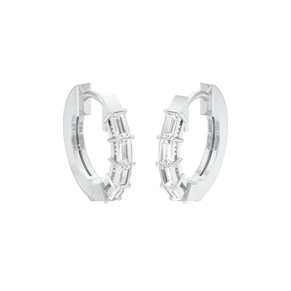 Linear Baugette Diamond Bali Earrings 18 KT / White Gold