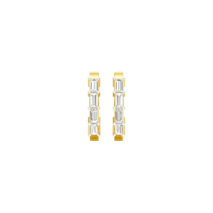 Linear Baugette Diamond Bali Earrings 18 KT / Yellow Gold