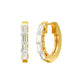 Linear Baugette Diamond Bali Earrings 18 KT / Yellow Gold
