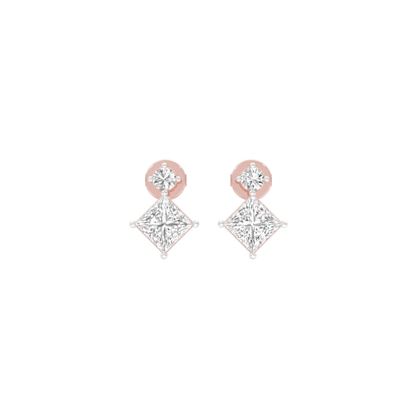 Lit Facet Diamond Drop Earrings 18 KT / Rose Gold