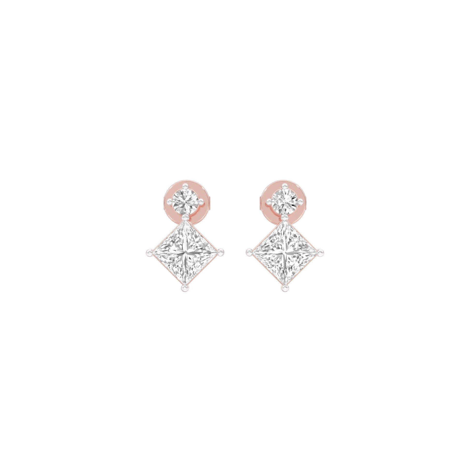 Lit Facet Diamond Drop Earrings 18 KT / Rose Gold