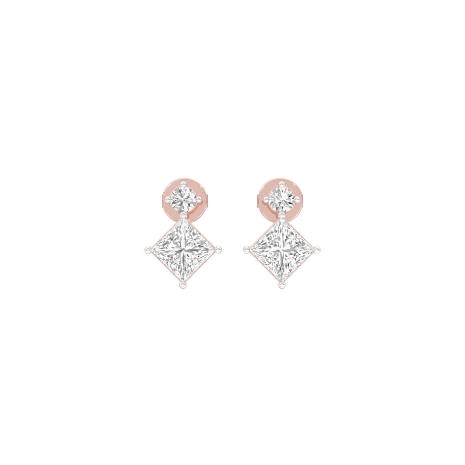 Lit Facet Diamond Drop Earrings 18 KT / Rose Gold
