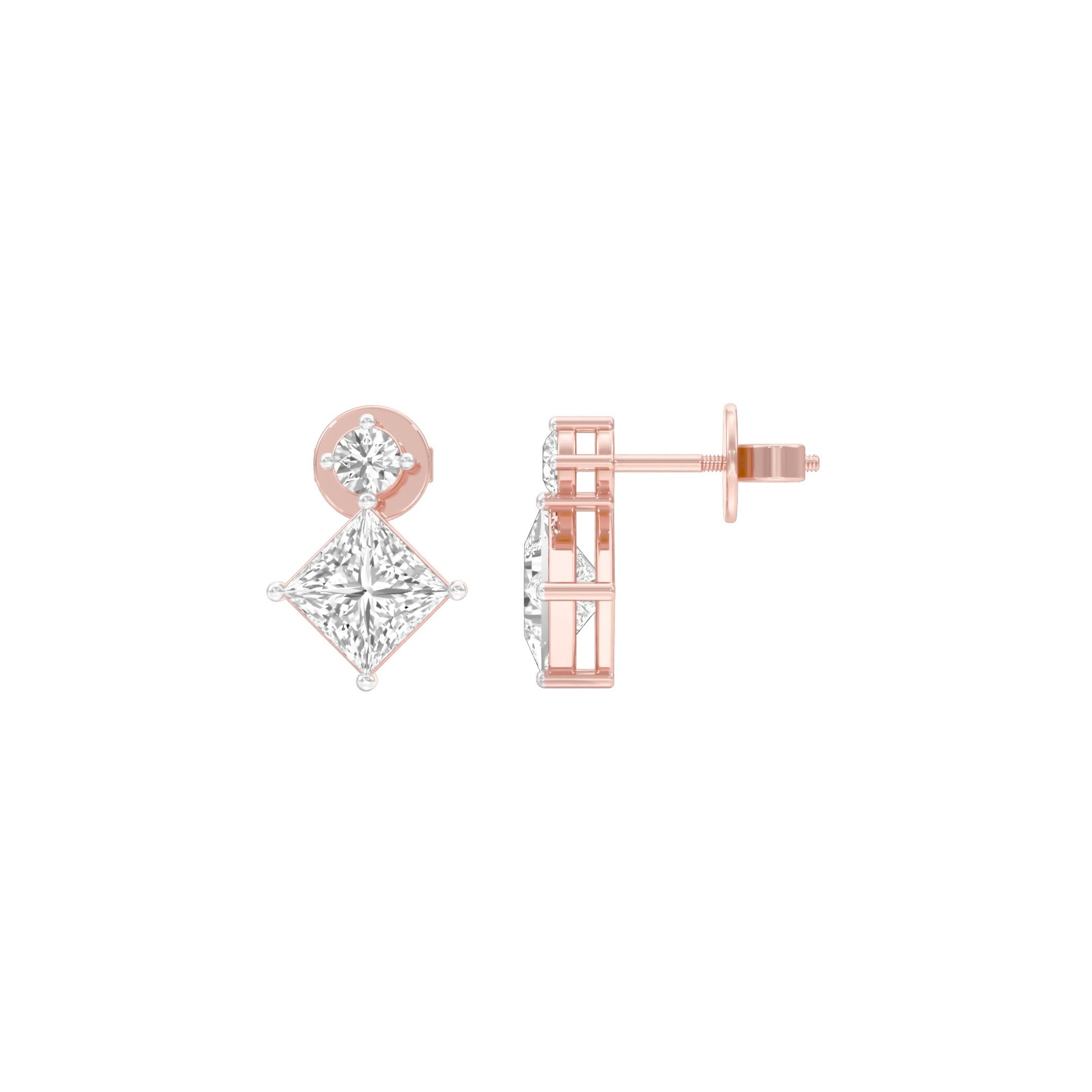 Lit Facet Diamond Drop Earrings 18 KT / Rose Gold