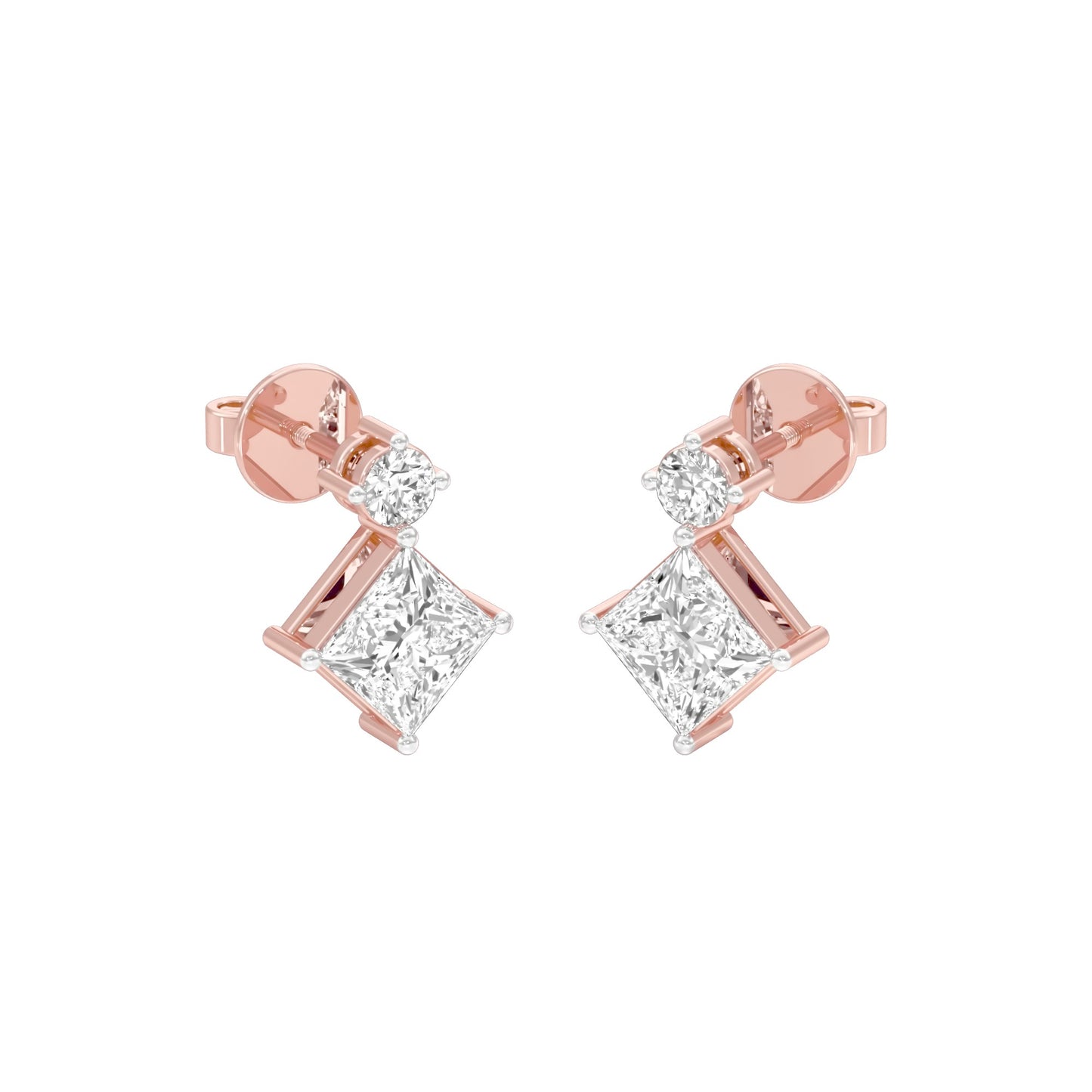 Lit Facet Diamond Drop Earrings 18 KT / Rose Gold