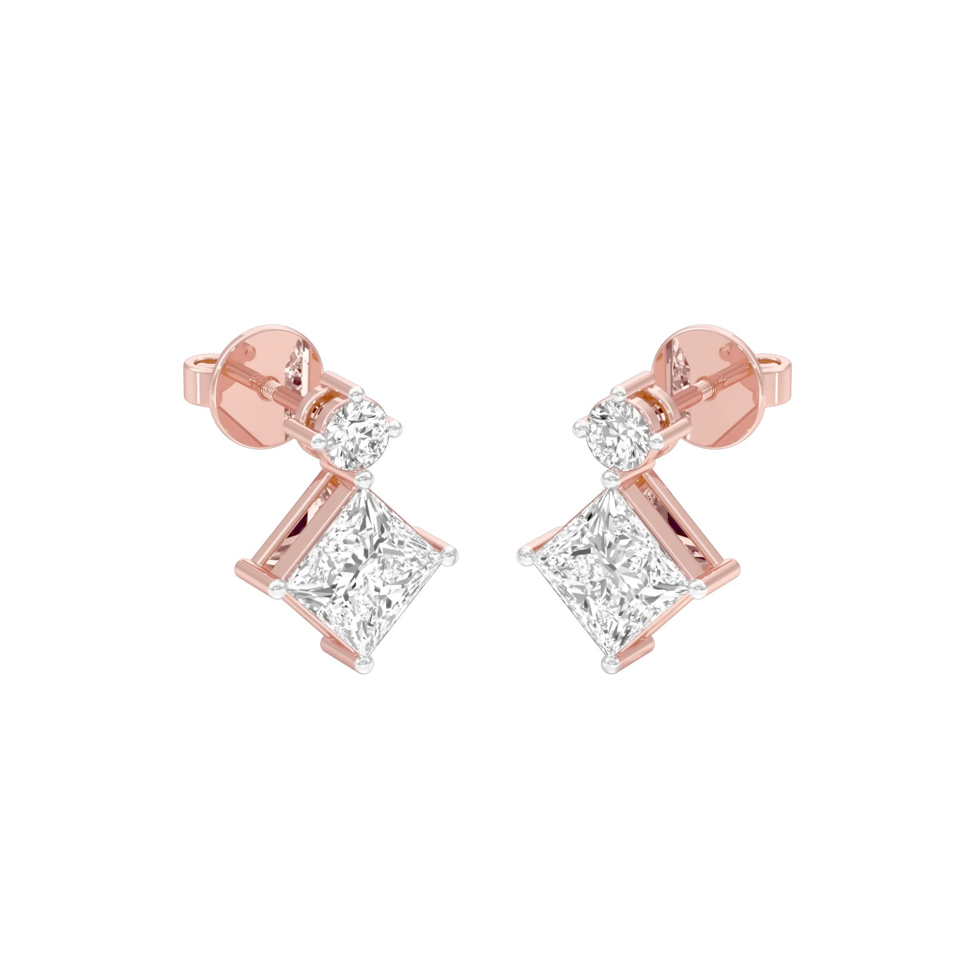 Lit Facet Diamond Drop Earrings 18 KT / Rose Gold