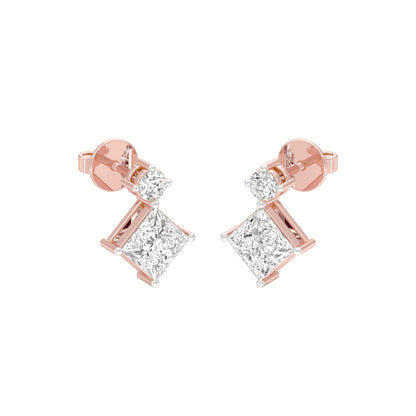 Lit Facet Diamond Drop Earrings 18 KT / Rose Gold