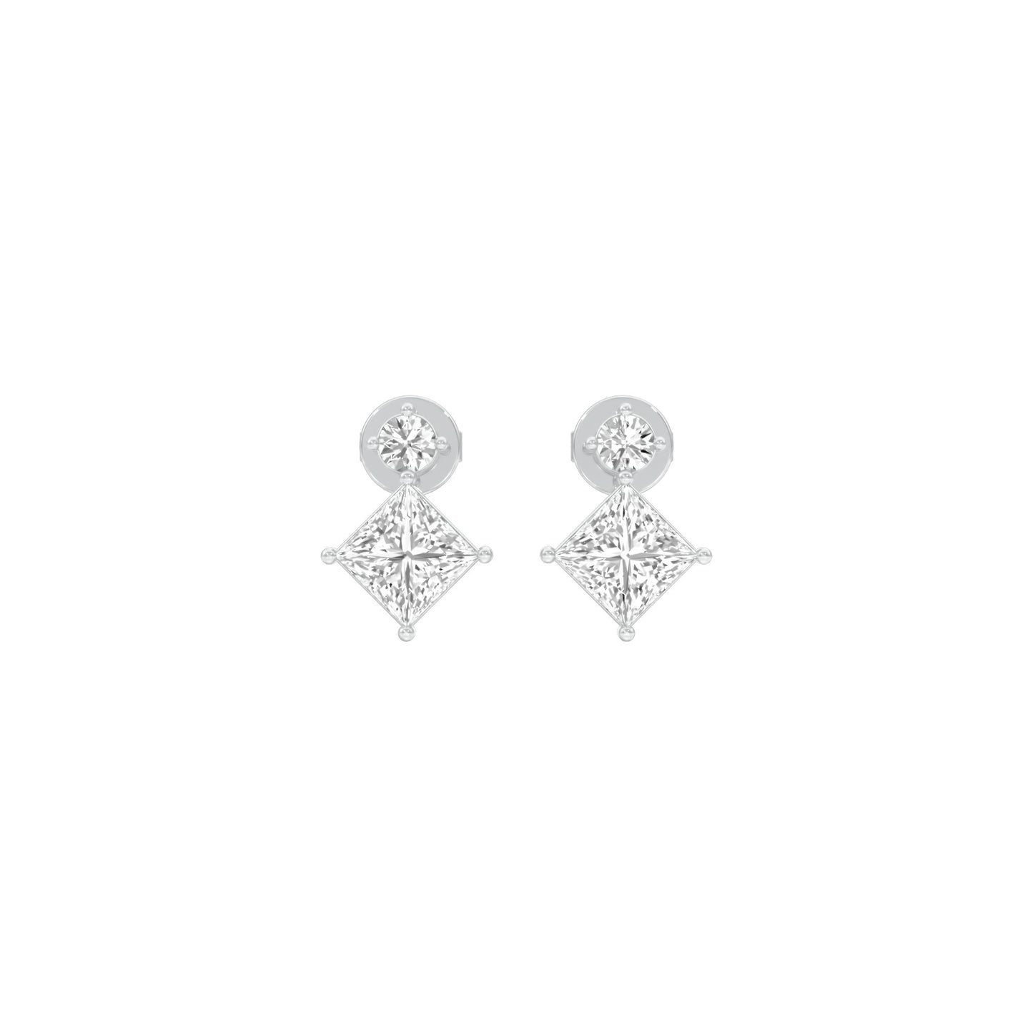 Lit Facet Diamond Drop Earrings 18 KT / White Gold
