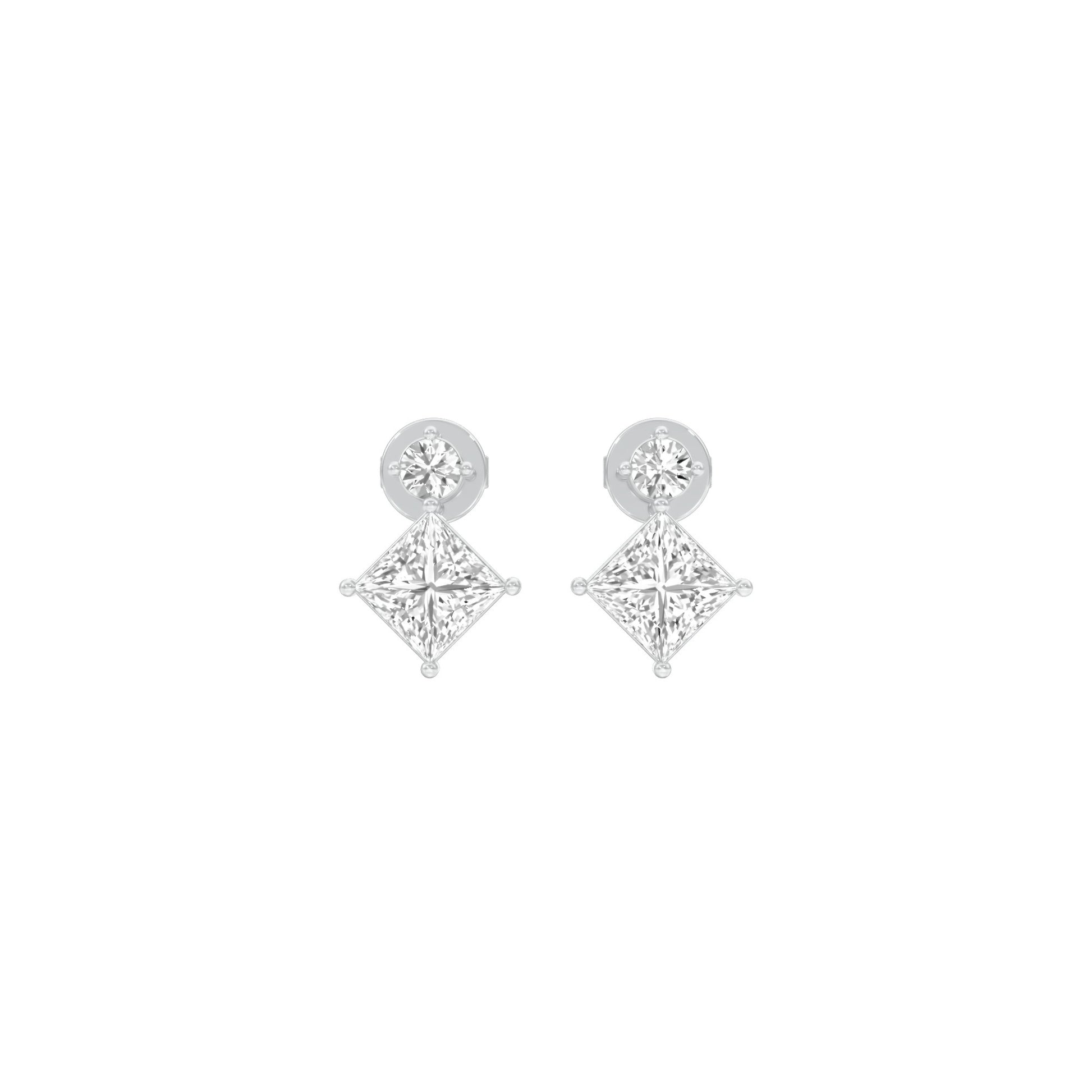 Lit Facet Diamond Drop Earrings 18 KT / White Gold