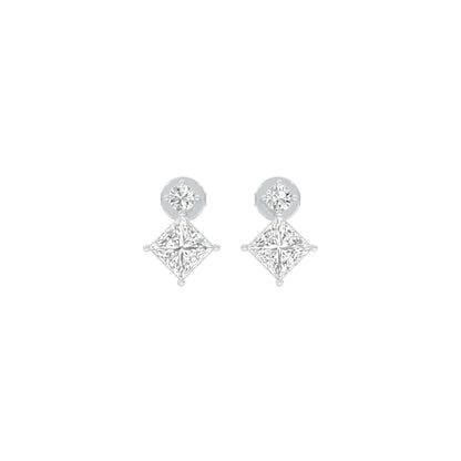 Lit Facet Diamond Drop Earrings 18 KT / White Gold