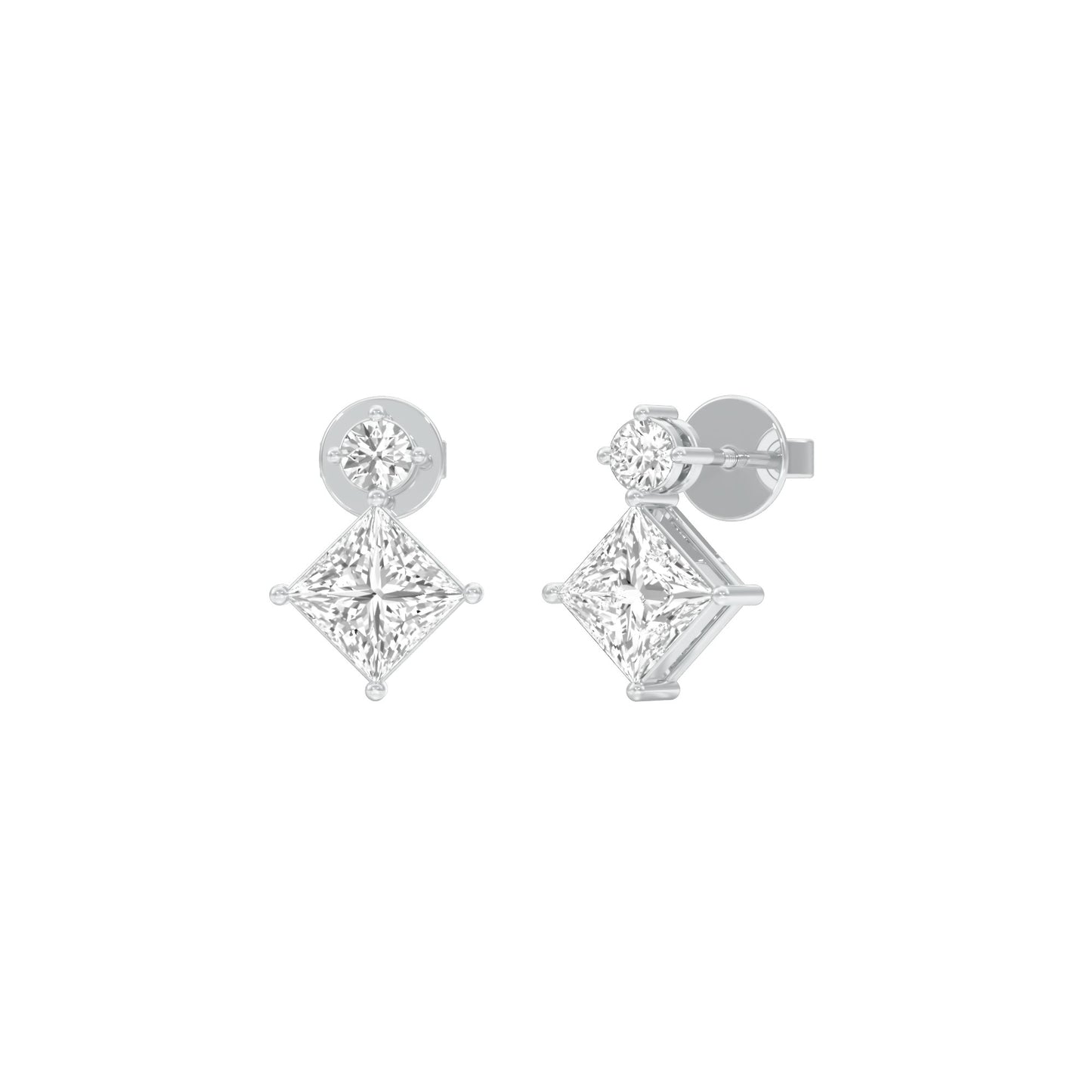 Lit Facet Diamond Drop Earrings 18 KT / White Gold