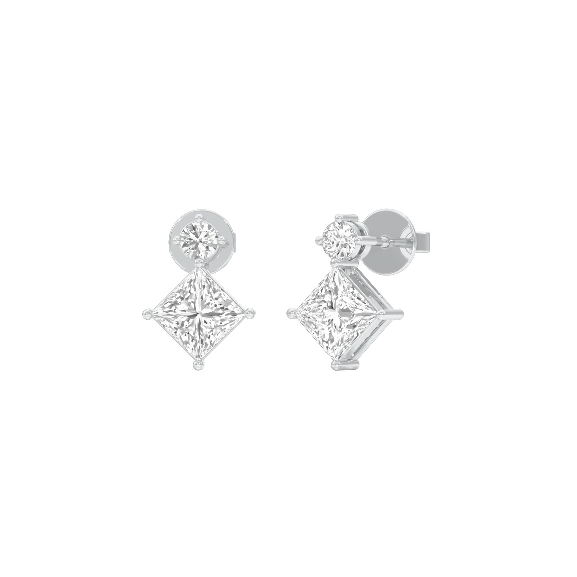 Lit Facet Diamond Drop Earrings 18 KT / White Gold