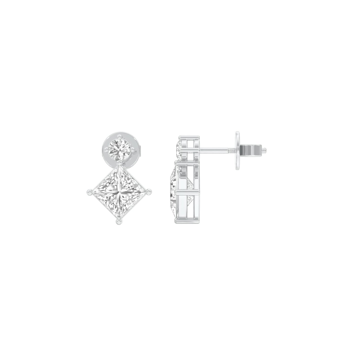 Lit Facet Diamond Drop Earrings 18 KT / White Gold