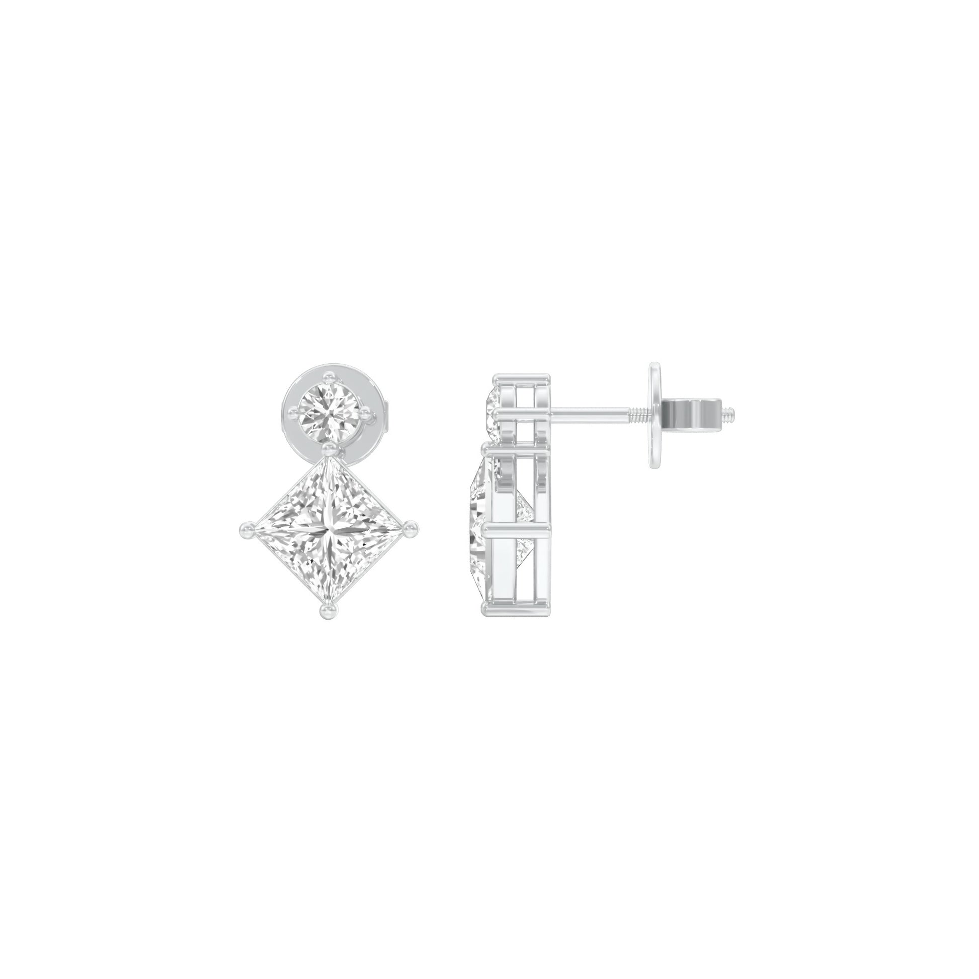 Lit Facet Diamond Drop Earrings 18 KT / White Gold