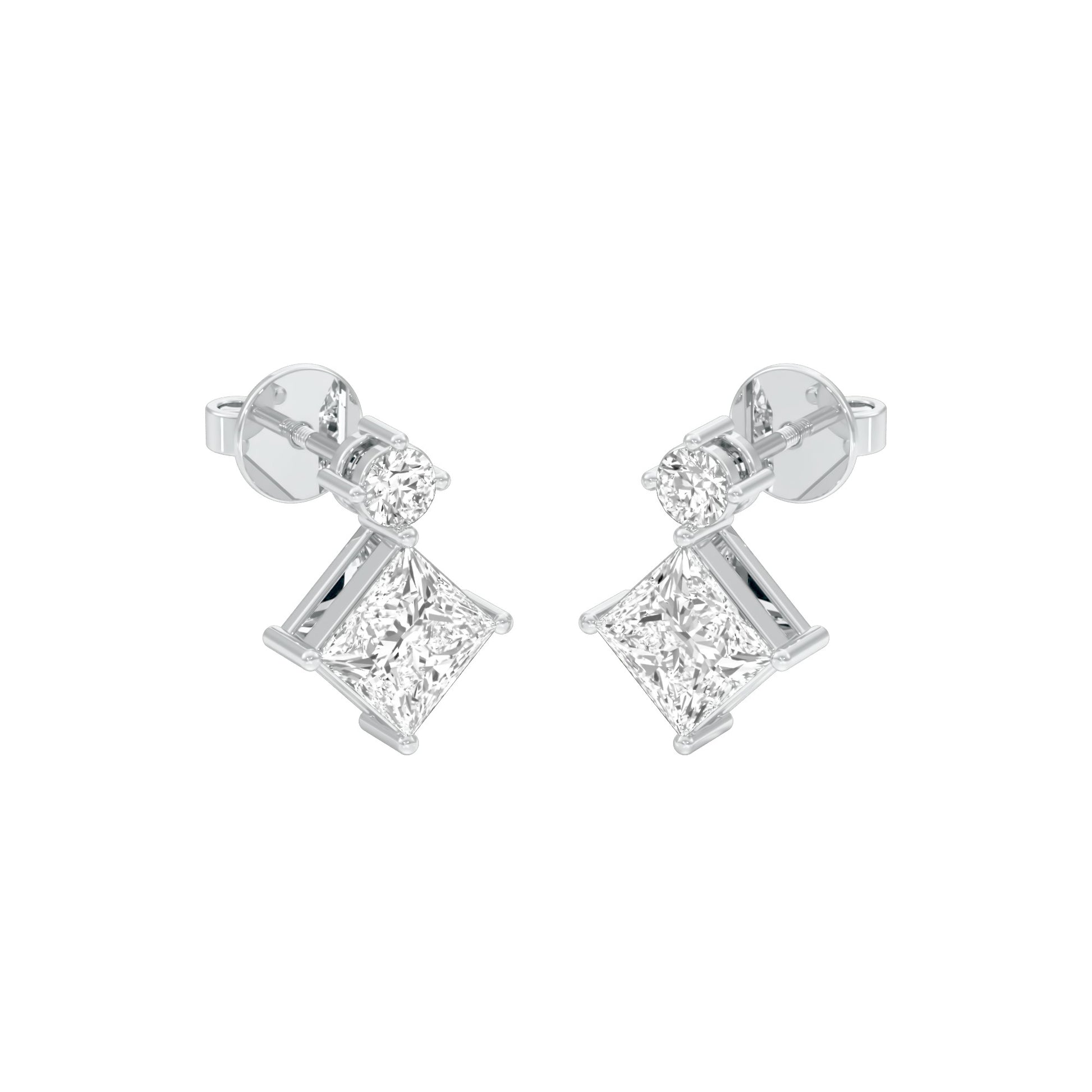 Lit Facet Diamond Drop Earrings 18 KT / White Gold