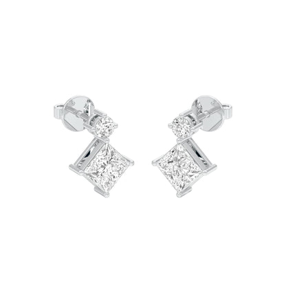 Lit Facet Diamond Drop Earrings 18 KT / White Gold