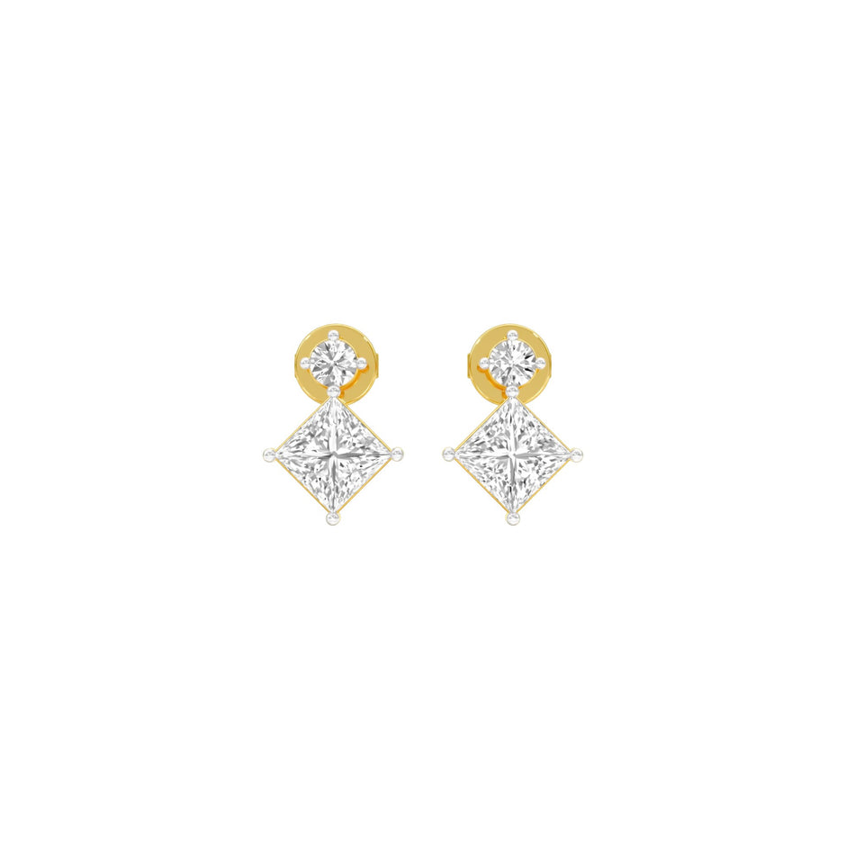 Lit Facet Diamond Drop Earrings 18 KT / Yellow Gold