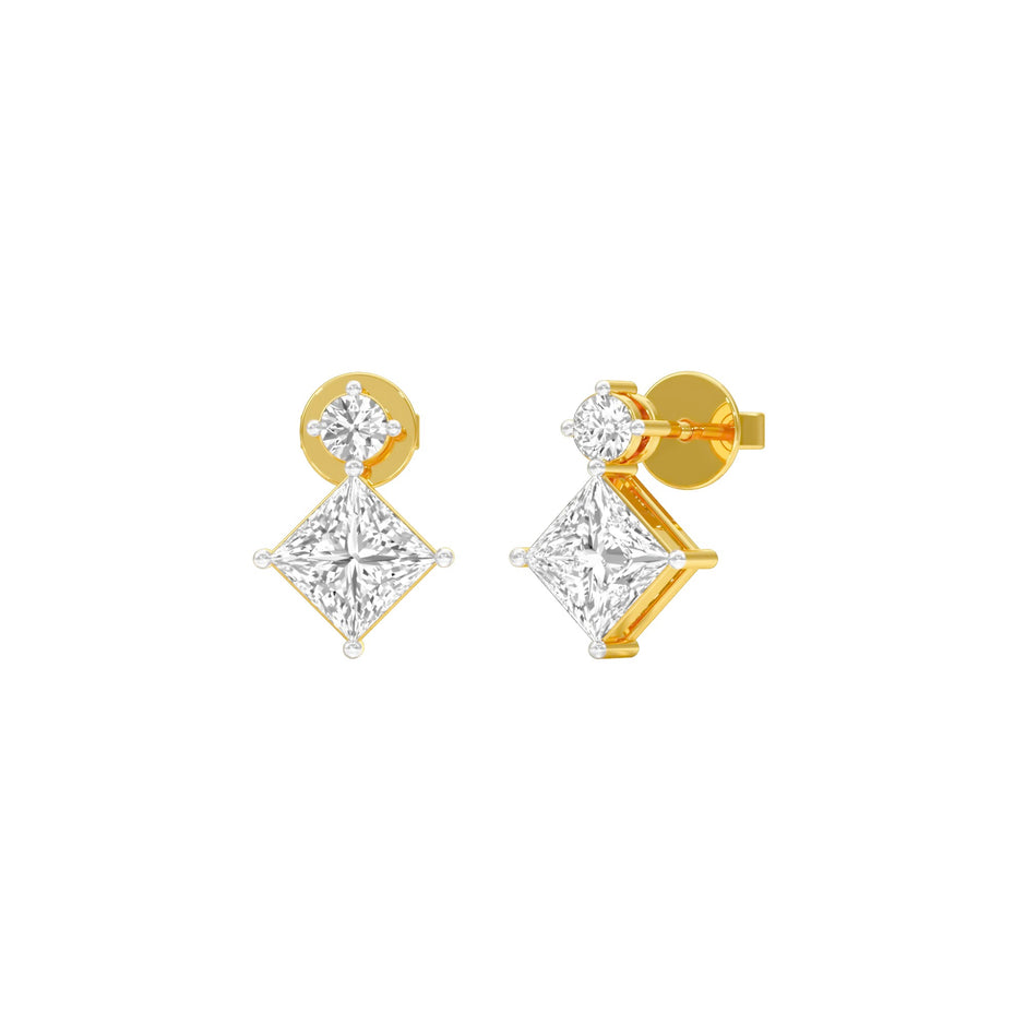 Lit Facet Diamond Drop Earrings 18 KT / Yellow Gold
