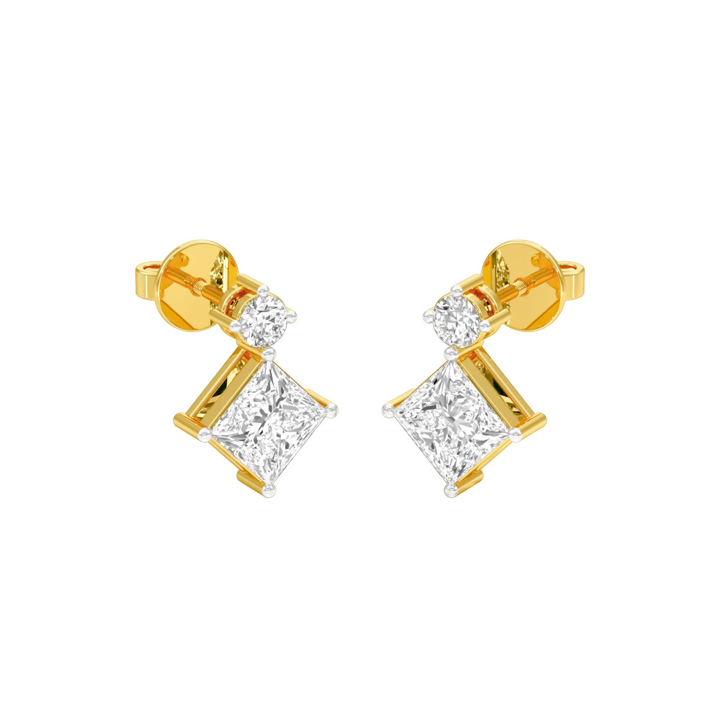 Lit Facet Diamond Drop Earrings 18 KT / Yellow Gold