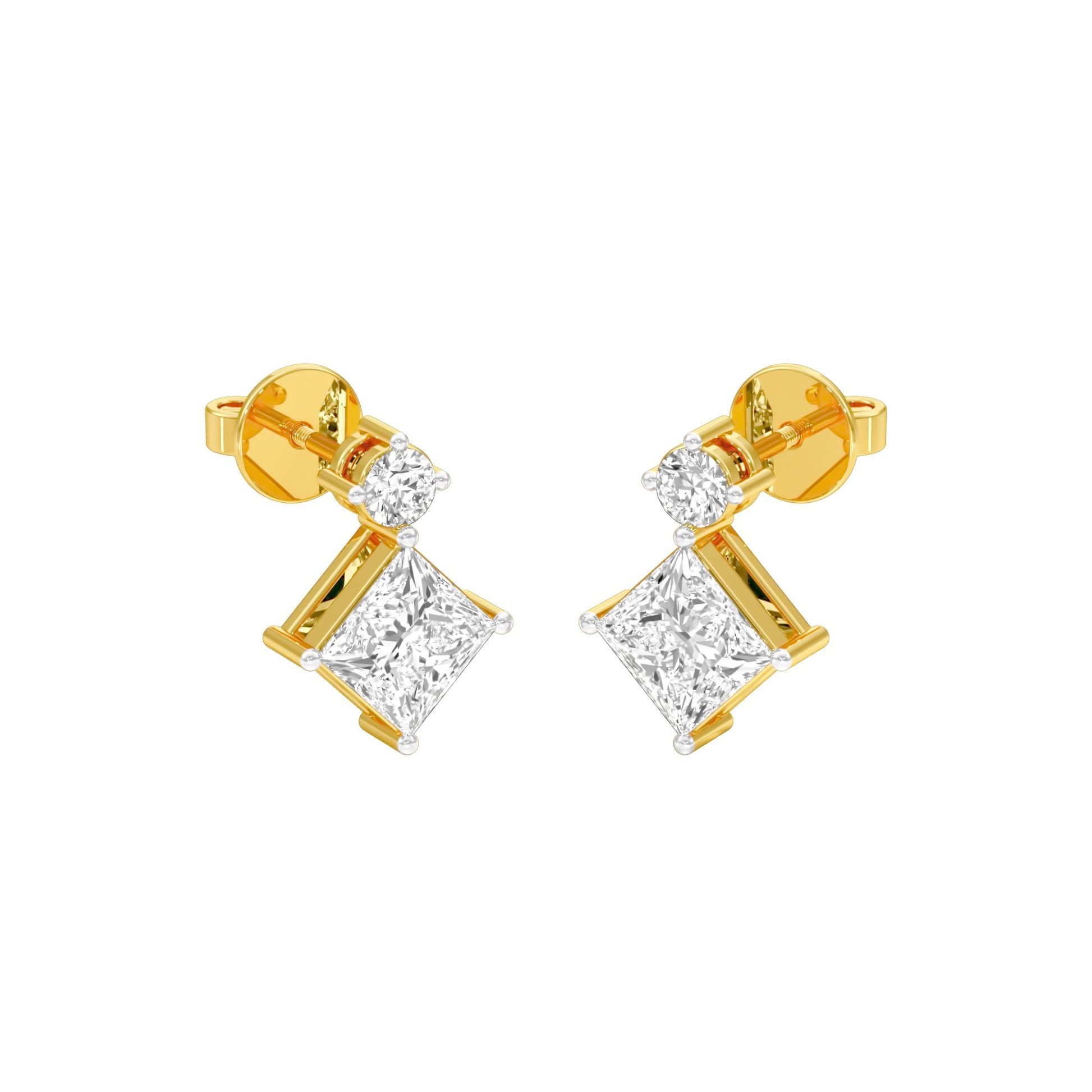 Lit Facet Diamond Drop Earrings 18 KT / Yellow Gold
