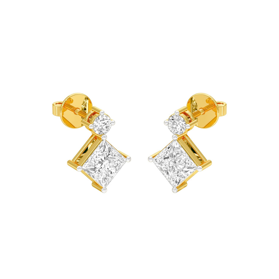 Lit Facet Diamond Drop Earrings 18 KT / Yellow Gold