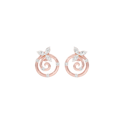 Petal Swirl Diamond Stud Earrings 18 KT / Rose Gold