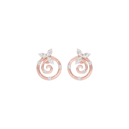 Petal Swirl Diamond Stud Earrings 18 KT / Rose Gold