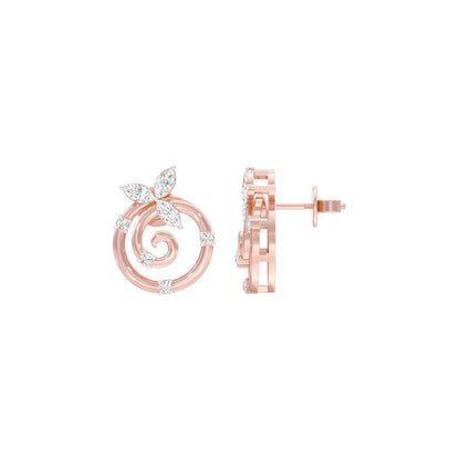 Petal Swirl Diamond Stud Earrings 18 KT / Rose Gold