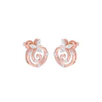 Petal Swirl Diamond Stud Earrings 18 KT / Rose Gold