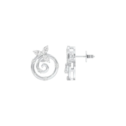 Petal Swirl Diamond Stud Earrings 18 KT / White Gold