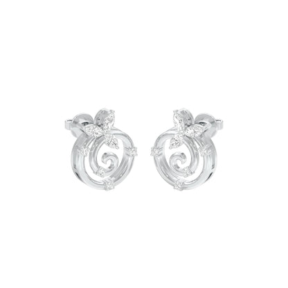 Petal Swirl Diamond Stud Earrings 18 KT / White Gold