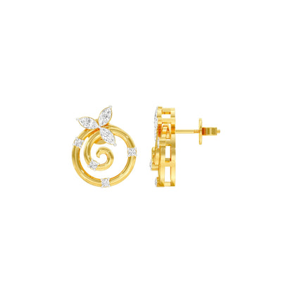 Petal Swirl Diamond Stud Earrings 18 KT / Yellow Gold