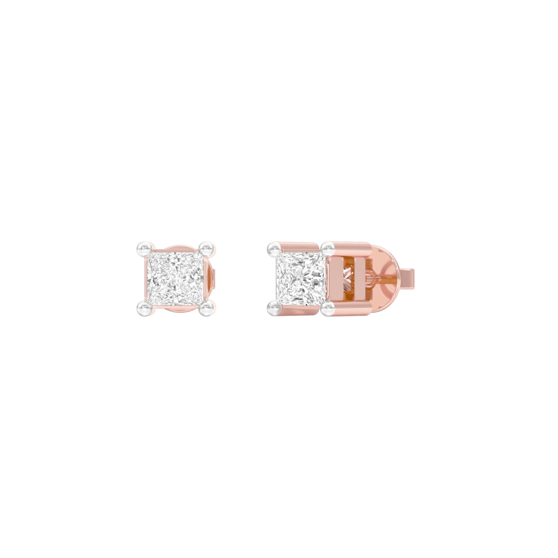Fine Frame Diamond Stud Earrings 18 KT / Rose Gold
