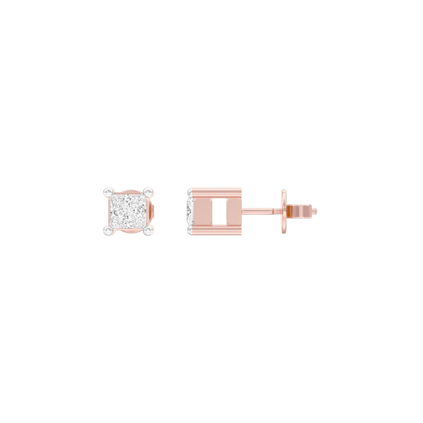 Fine Frame Diamond Stud Earrings 18 KT / Rose Gold