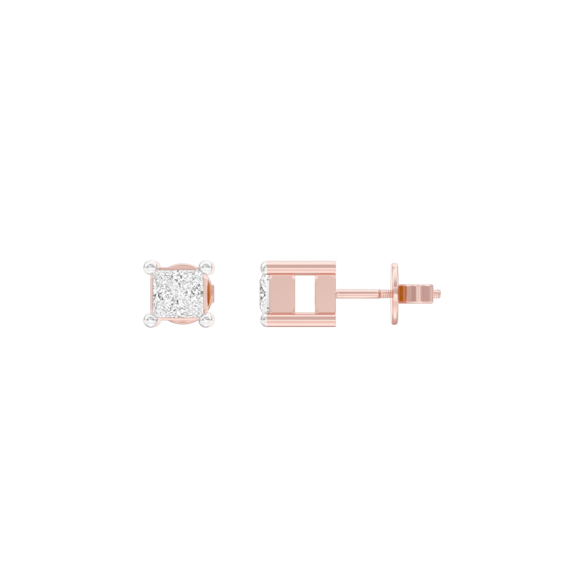 Fine Frame Diamond Stud Earrings 18 KT / Rose Gold